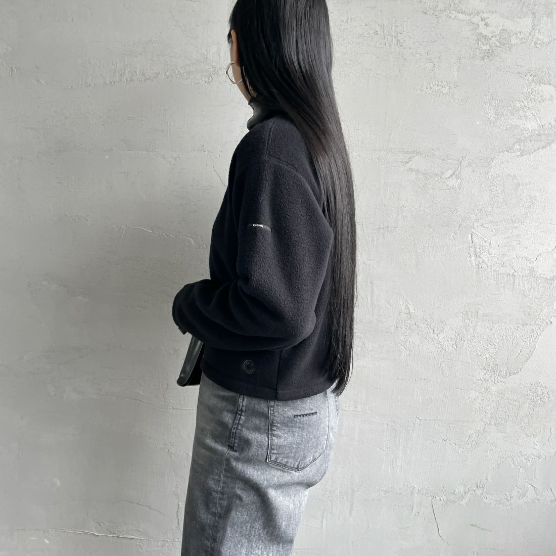 ORCIVAL [オーシバル] クルーネック フリースカーディガン [OR-C0378EFC] BLACK