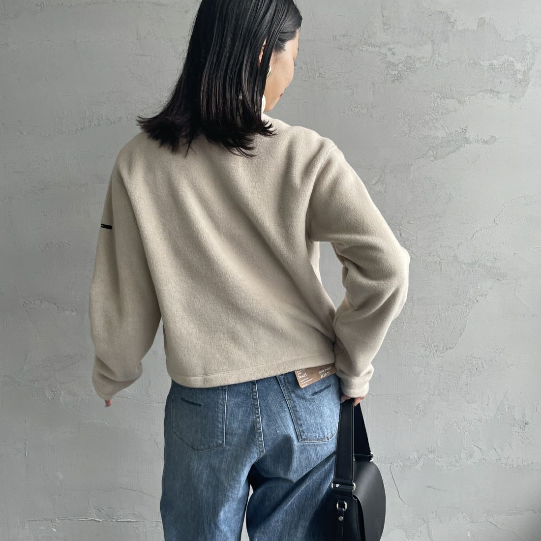 ORCIVAL [オーシバル] クルーネック フリースカーディガン [OR-C0378EFC] GREIGE &&モデル身長：163cm 着用サイズ：2&&