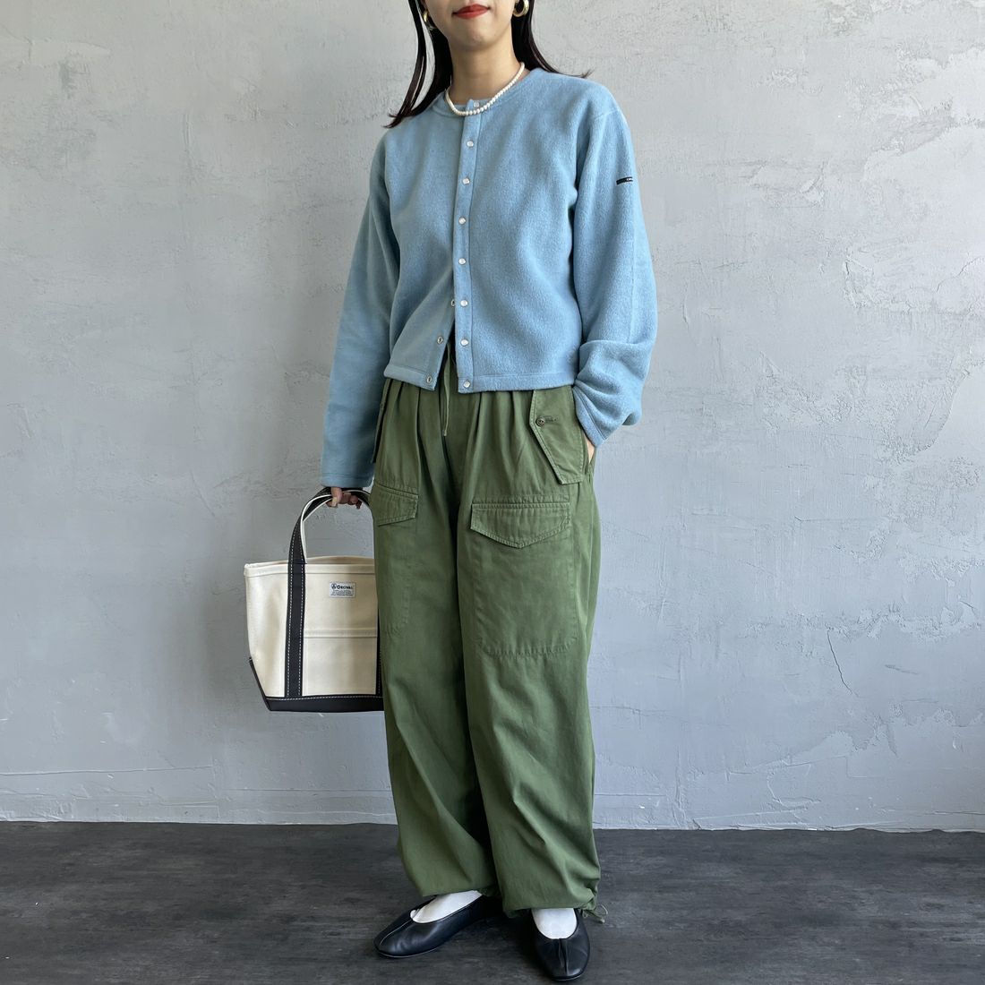 ORCIVAL [オーシバル] クルーネック フリースカーディガン [OR-C0378EFC] SAX &&モデル身長：163cm 着用サイズ：2&&