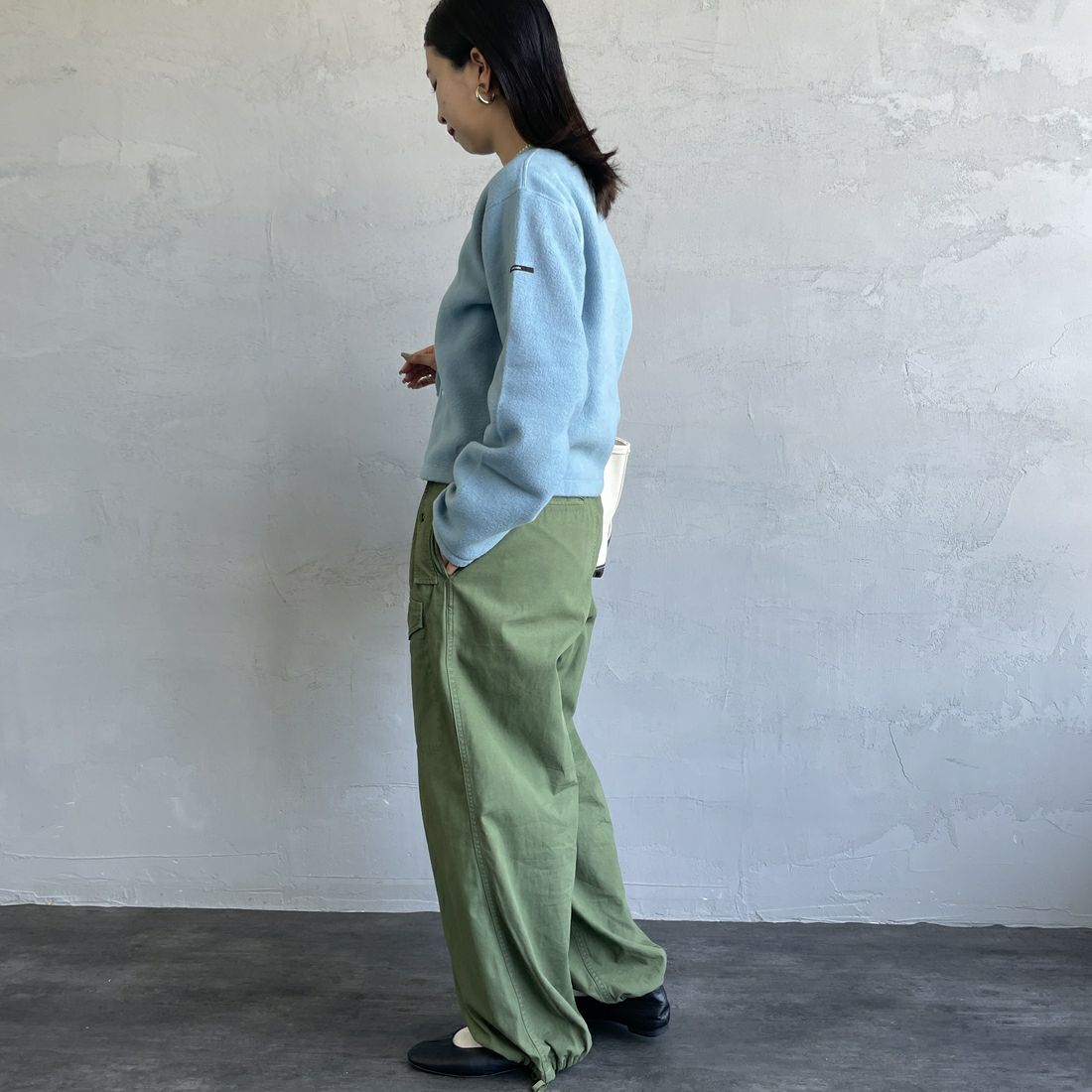 ORCIVAL [オーシバル] クルーネック フリースカーディガン [OR-C0378EFC] SAX &&モデル身長：163cm 着用サイズ：2&&