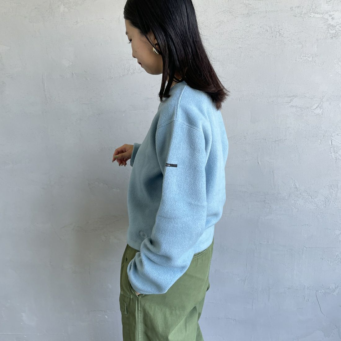 ORCIVAL [オーシバル] クルーネック フリースカーディガン [OR-C0378EFC] SAX &&モデル身長：163cm 着用サイズ：2&&