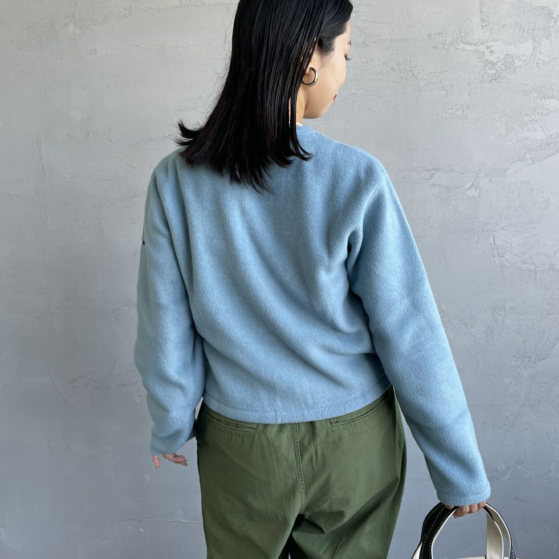 ORCIVAL [オーシバル] クルーネック フリースカーディガン [OR-C0378EFC] SAX &&モデル身長：163cm 着用サイズ：2&&