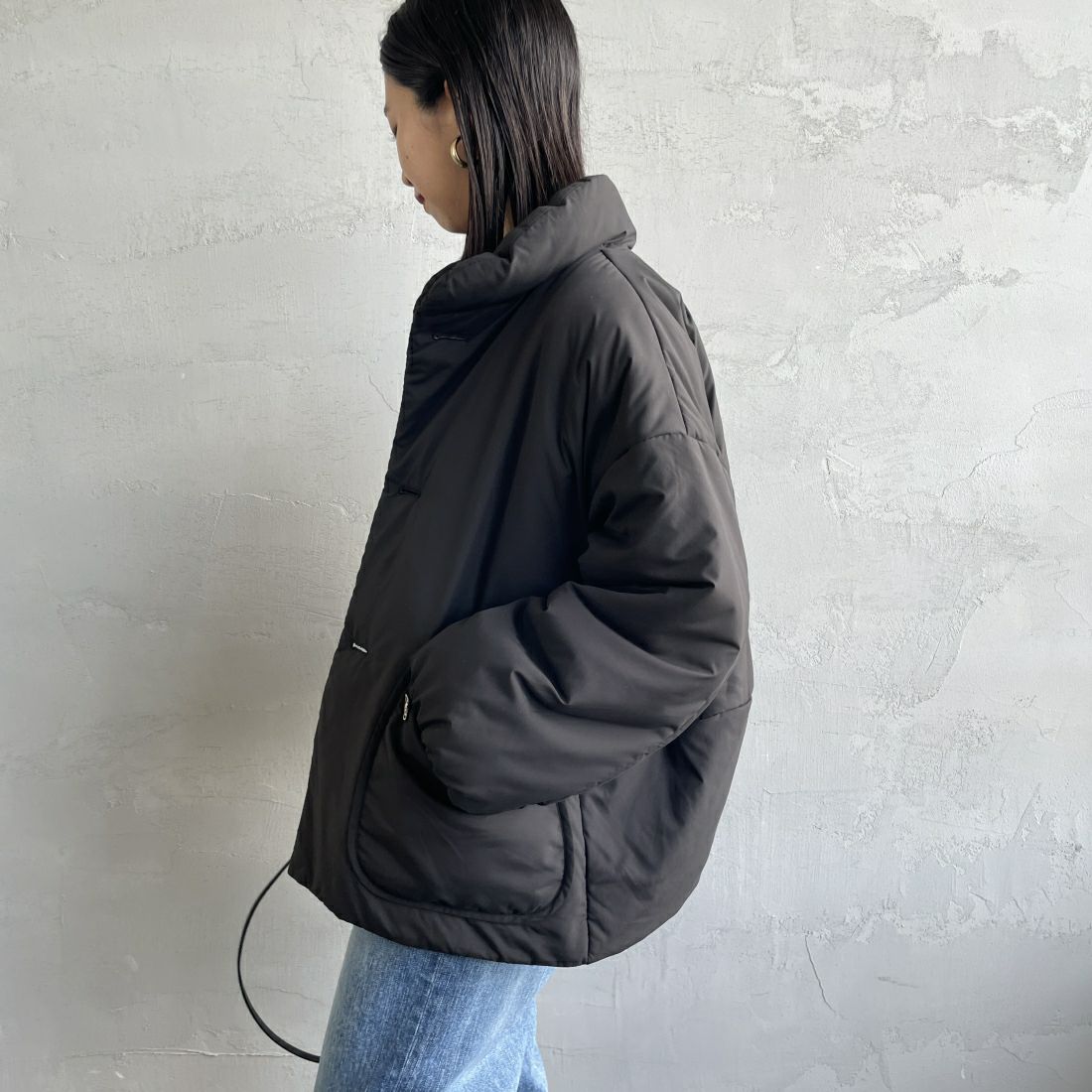 ORCIVAL [オーシバル] スタンドカラーブルゾン [OR-A0580BTT] BLACK &&モデル身長：163cm 着用サイズ：1&&