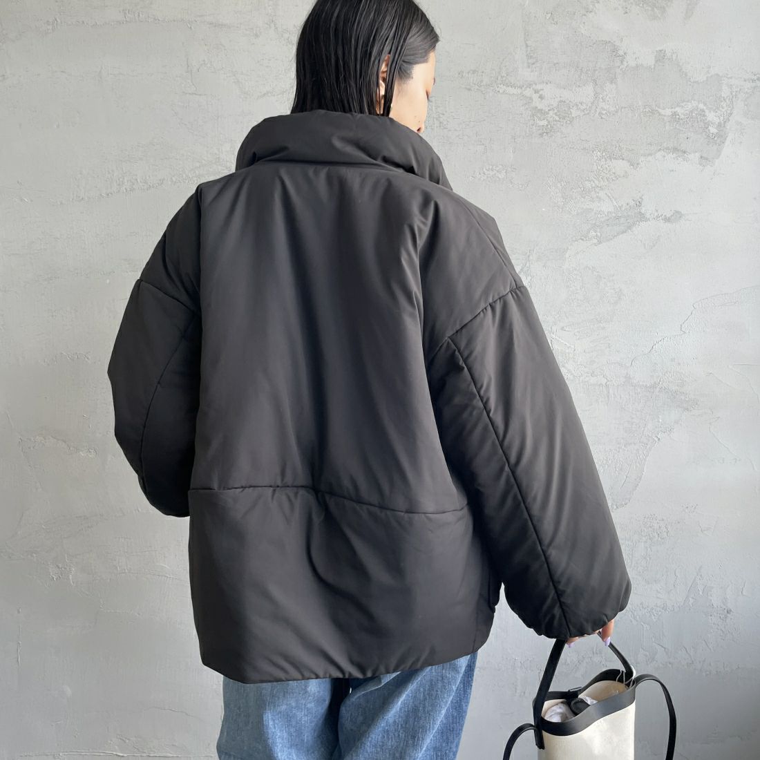 ORCIVAL [オーシバル] スタンドカラーブルゾン [OR-A0580BTT] BLACK &&モデル身長：163cm 着用サイズ：1&&