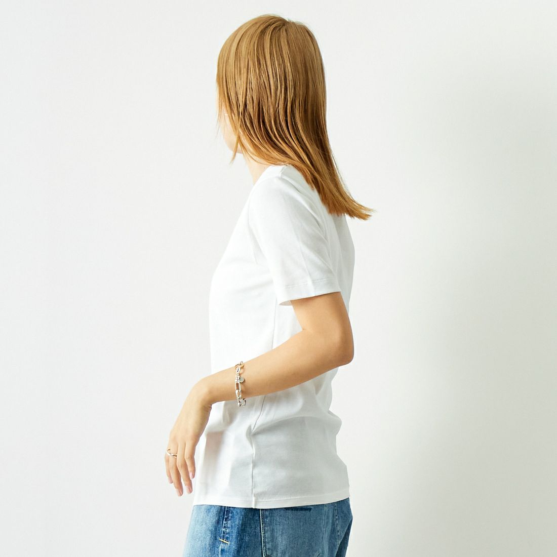 MICA&DEAL [マイカアンドディール] ハイツイストクルーネックプルオーバー [0124309180] WHITE &&モデル身長：167cm 着用サイズ：F&&