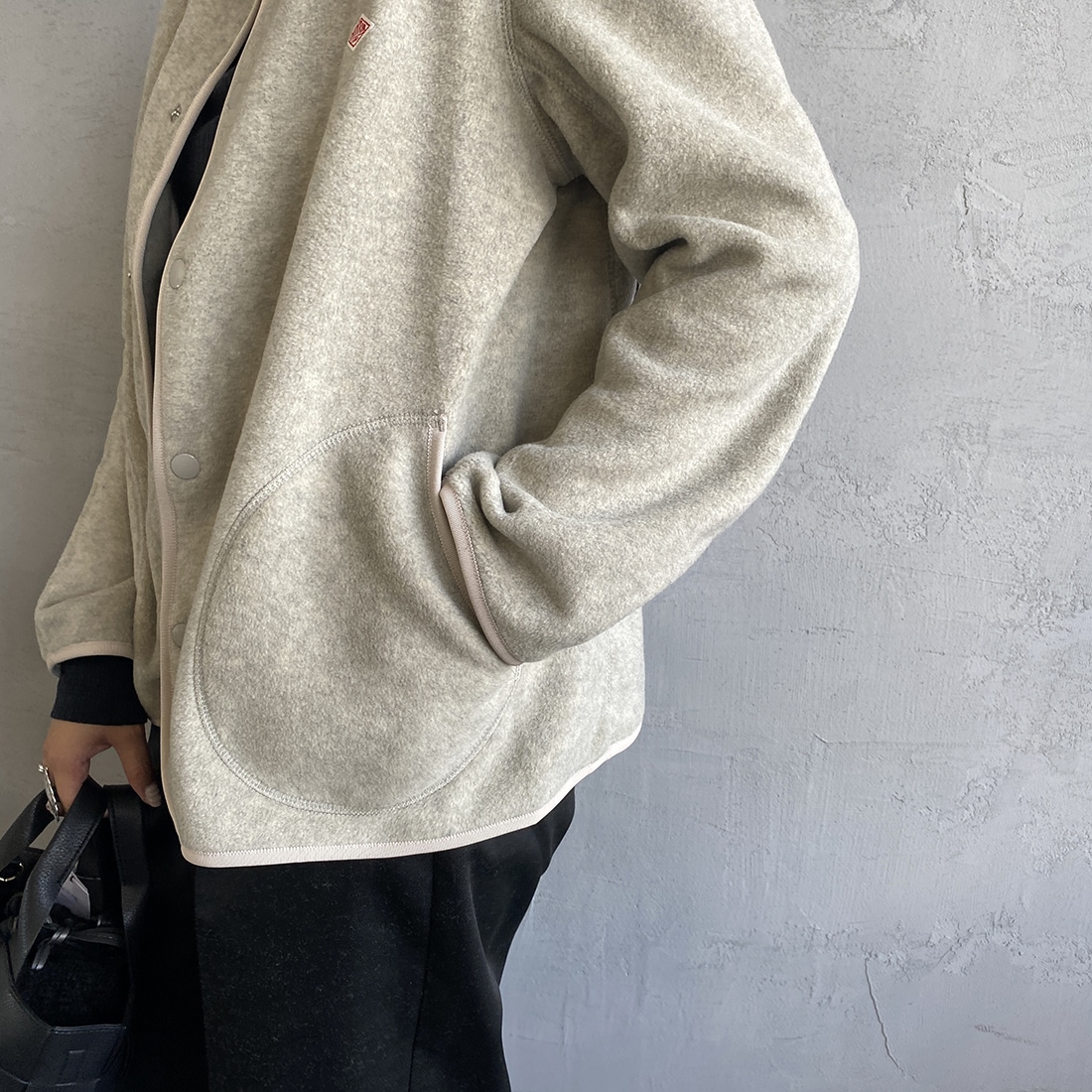 DANTON [ダントン] ノーカラーフリースジャケット [JD-8911] MARBLE &&モデル身長：156cm 着用サイズ：36&&