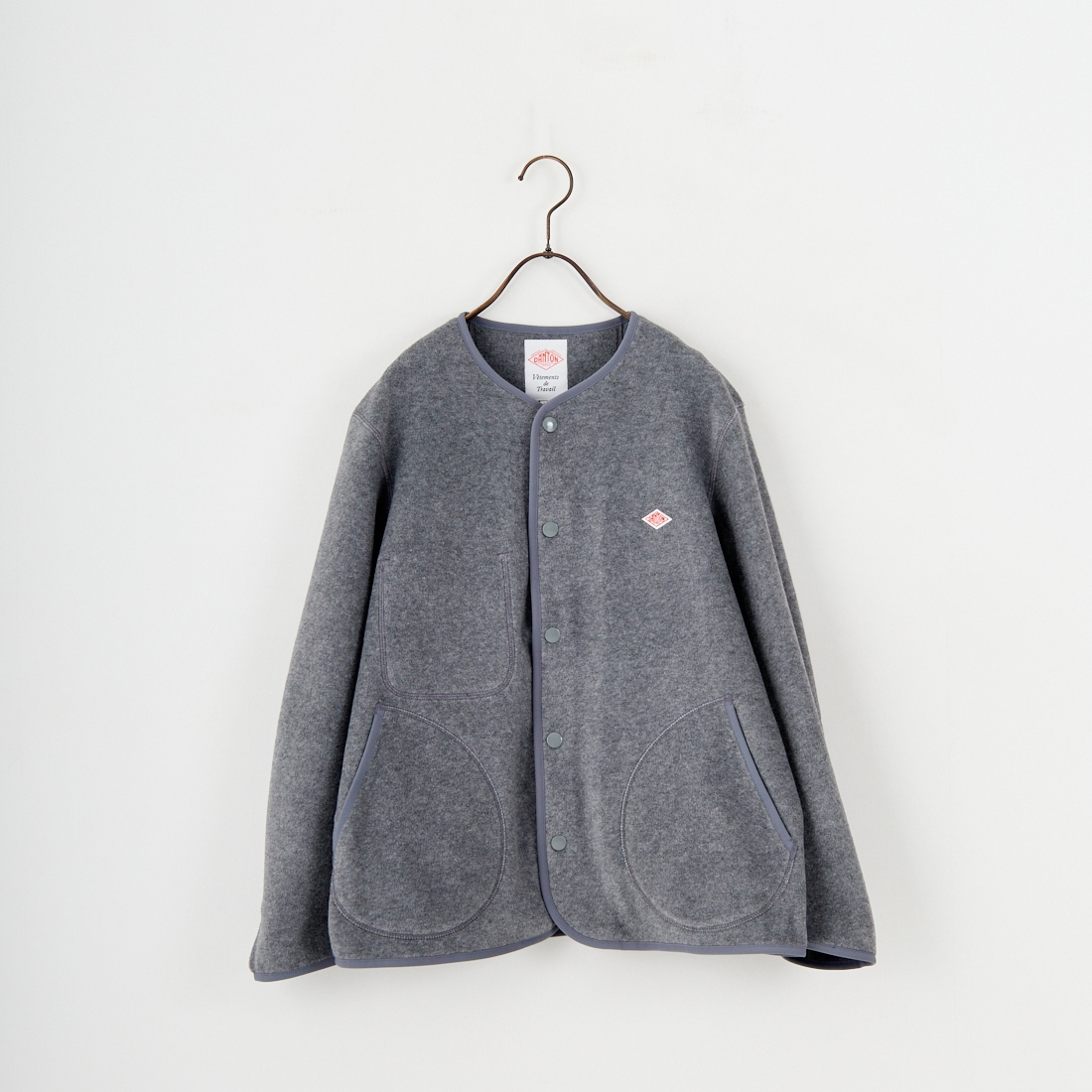 DANTON [ダントン] ノーカラーフリースジャケット [JD-8911] DK.GREY