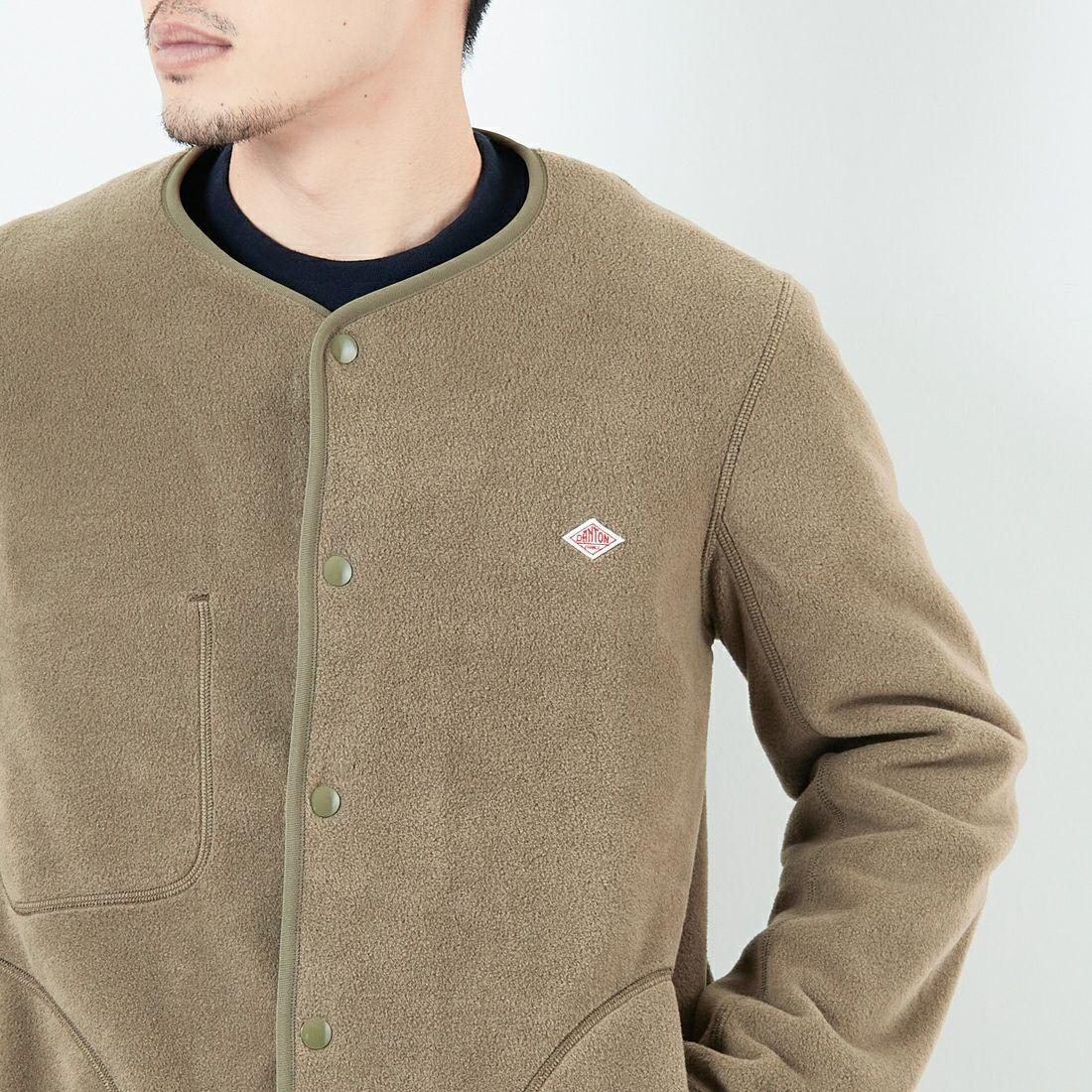 DANTON [ダントン] ノーカラーフリースカーディガン [JD-8939] KHAKI