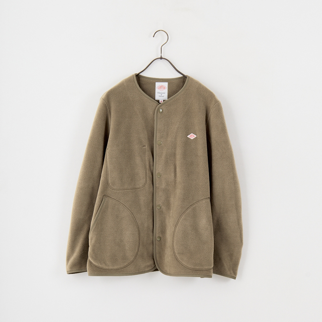 DANTON [ダントン] ノーカラーフリースカーディガン [JD-8939] KHAKI