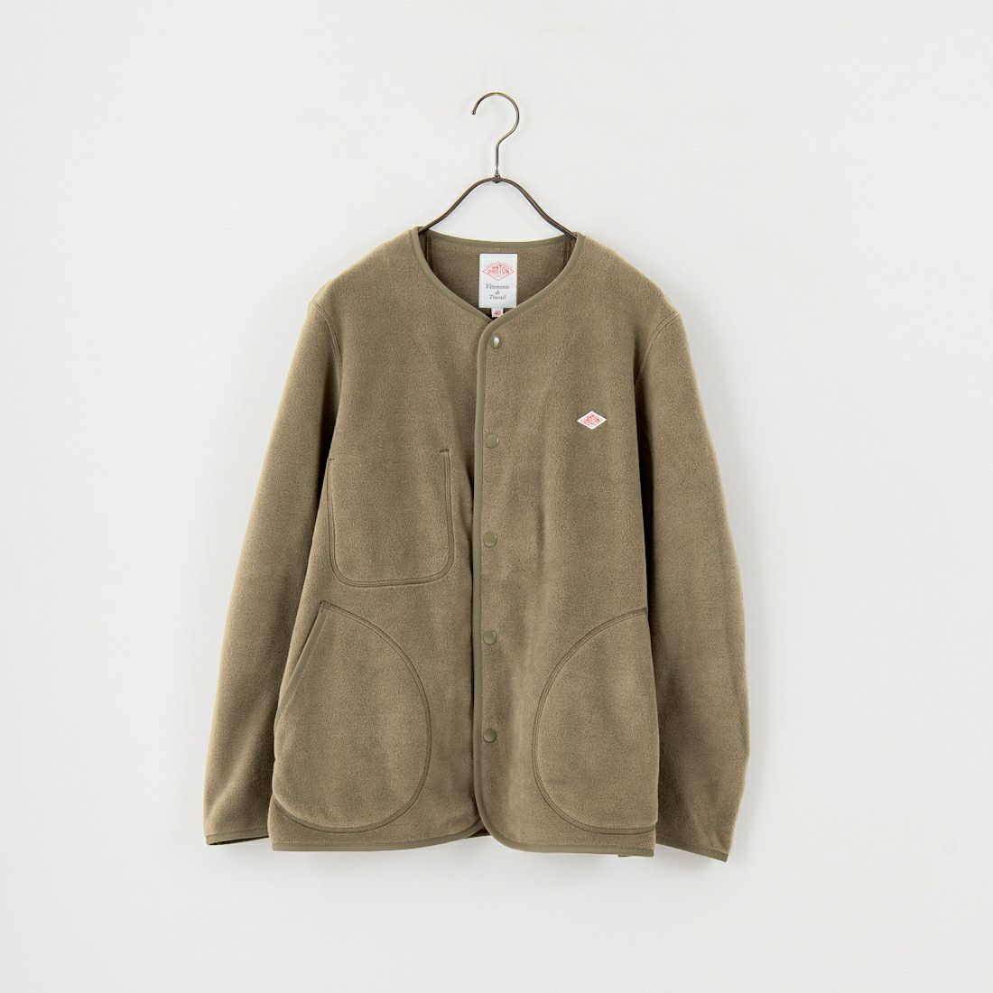 DANTON [ダントン] ノーカラーフリースカーディガン [JD-8939] KHAKI
