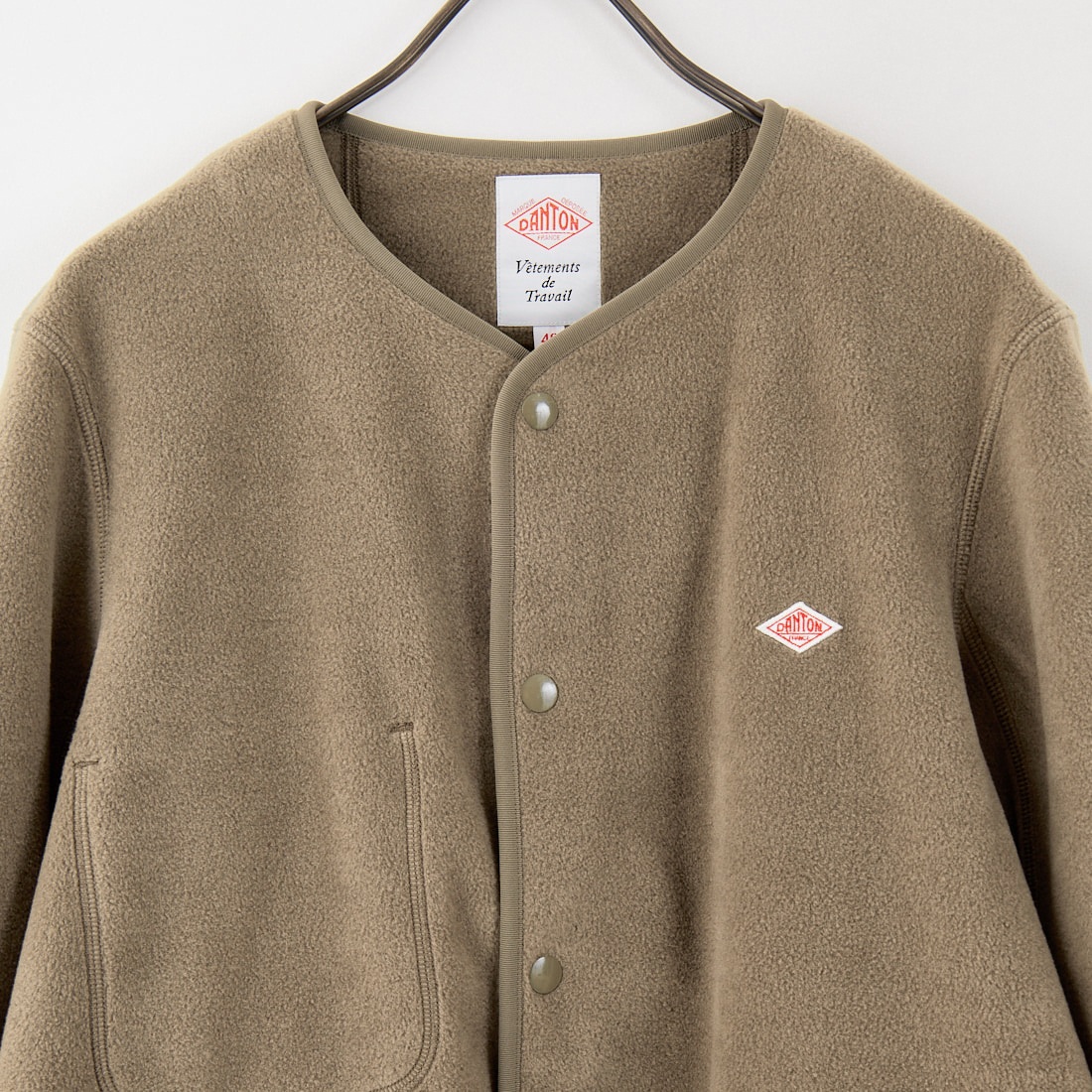 DANTON [ダントン] ノーカラーフリースカーディガン [JD-8939] KHAKI