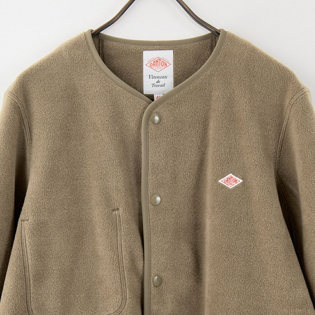 DANTON [ダントン] ノーカラーフリースカーディガン [JD-8939] KHAKI