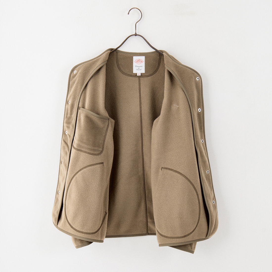 DANTON [ダントン] ノーカラーフリースカーディガン [JD-8939] KHAKI