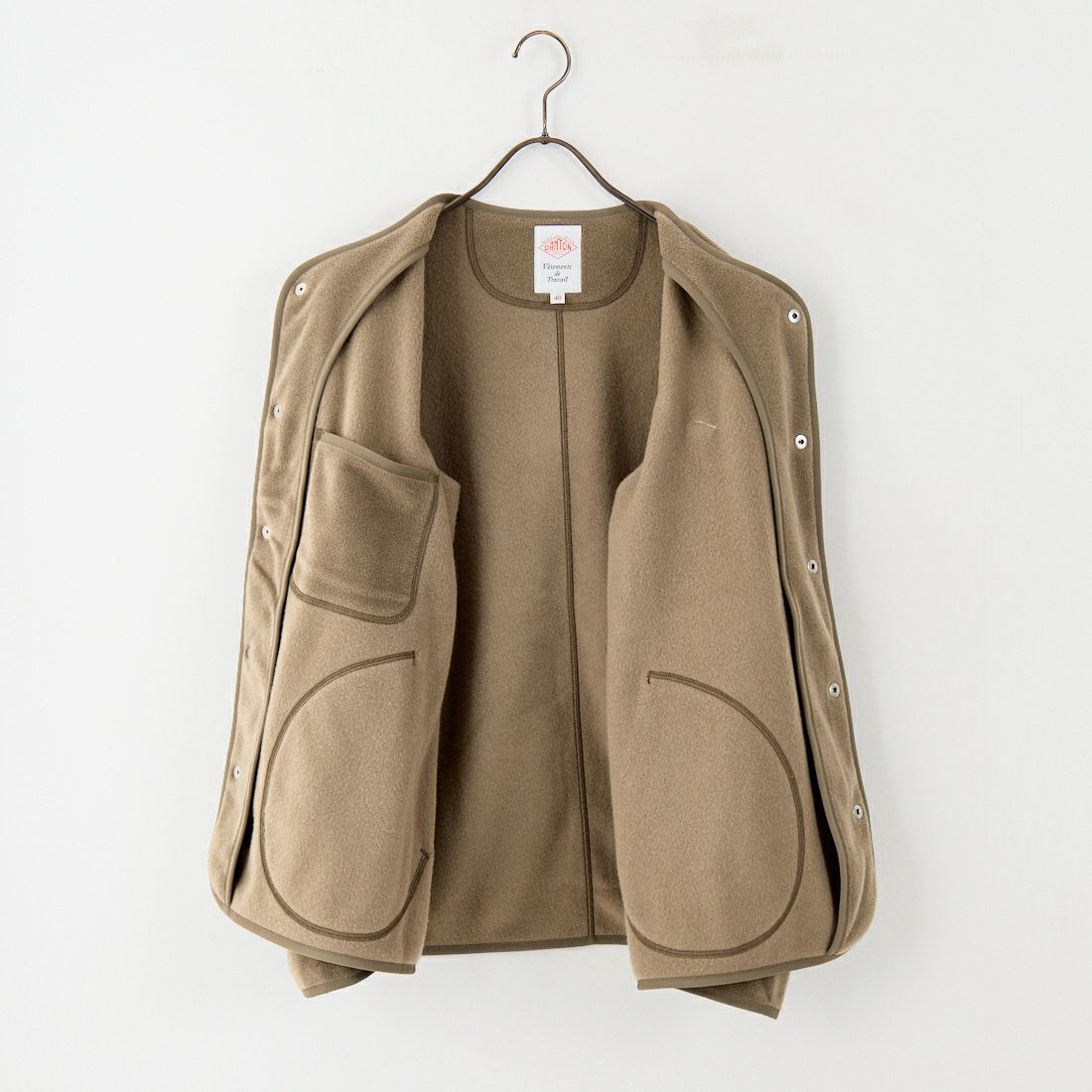 DANTON [ダントン] ノーカラーフリースカーディガン [JD-8939] KHAKI