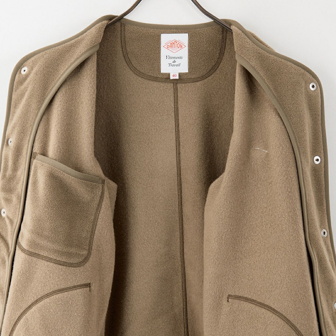 DANTON [ダントン] ノーカラーフリースカーディガン [JD-8939] KHAKI