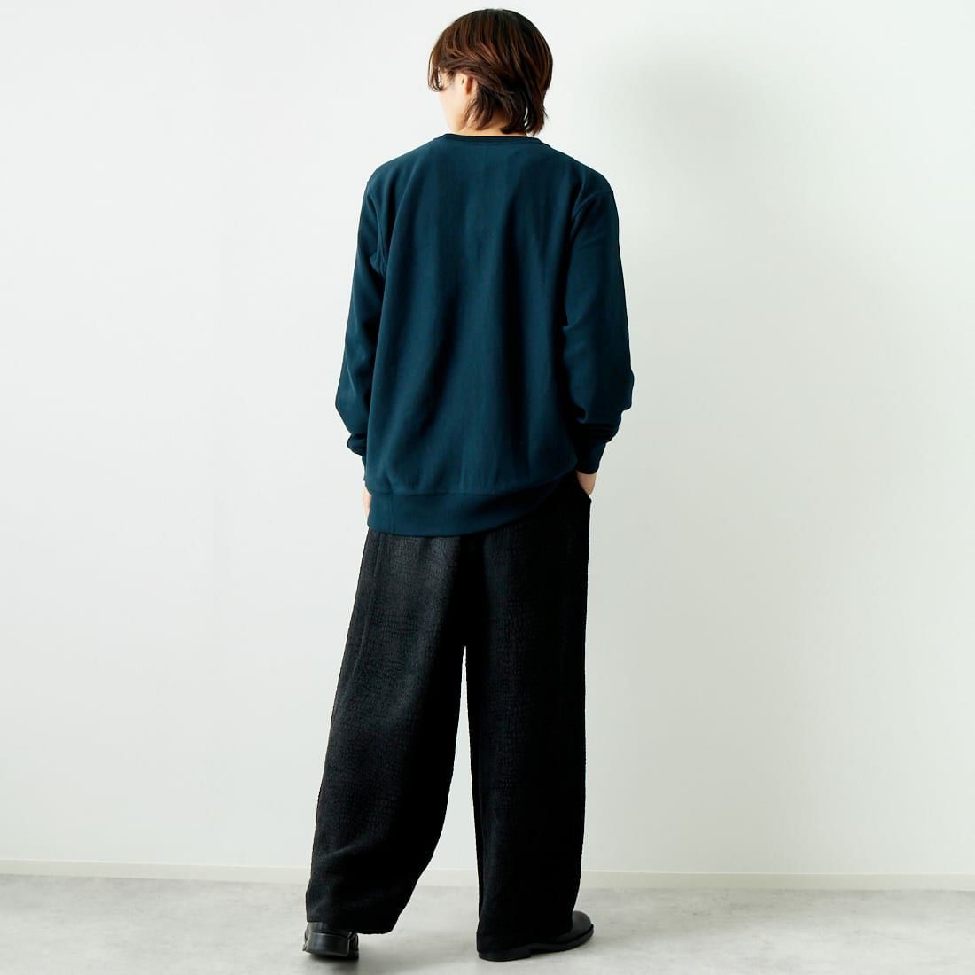 Champion [チャンピオン] リバースウィーブ(R) クルーネックスウェットシャツ [C3-Y031] 370 ﾈｲﾋﾞｰ &&モデル身長：179cm 着用サイズ：XL&&