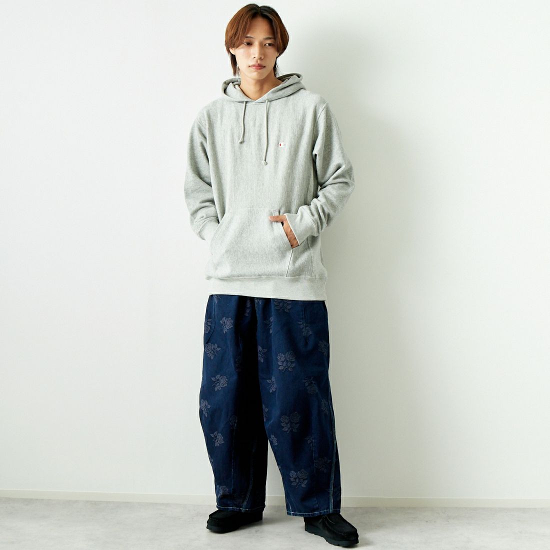 Champion [チャンピオン] リバースウィーブ(R) フーデッドスウェットシャツ [C3-Y131] 070 ｵｯｸｽﾌｫ &&モデル身長：179cm 着用サイズ：XL&&