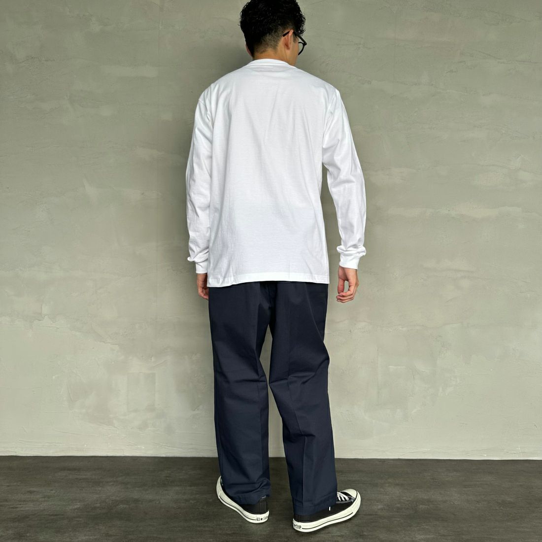 Hanes [ヘインズ] BEEFY ロングスリーブTシャツ [H5186] 010 ﾎﾜｲﾄ &&モデル身長：168cm 着用サイズ：L&&