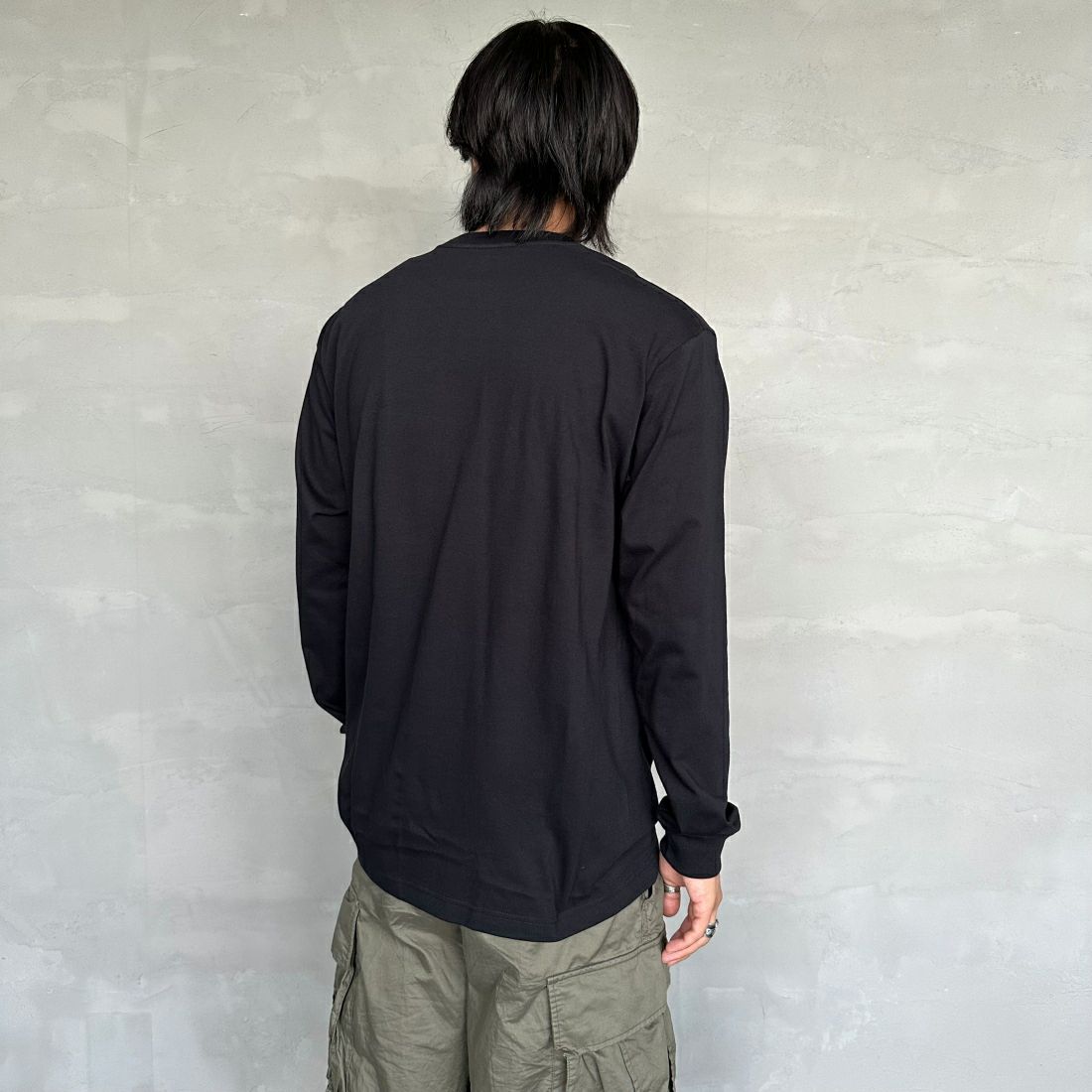 Hanes [ヘインズ] BEEFY ロングスリーブTシャツ [H5186] 090 ﾌﾞﾗｯｸ &&モデル身長：179cm 着用サイズ：XL&&