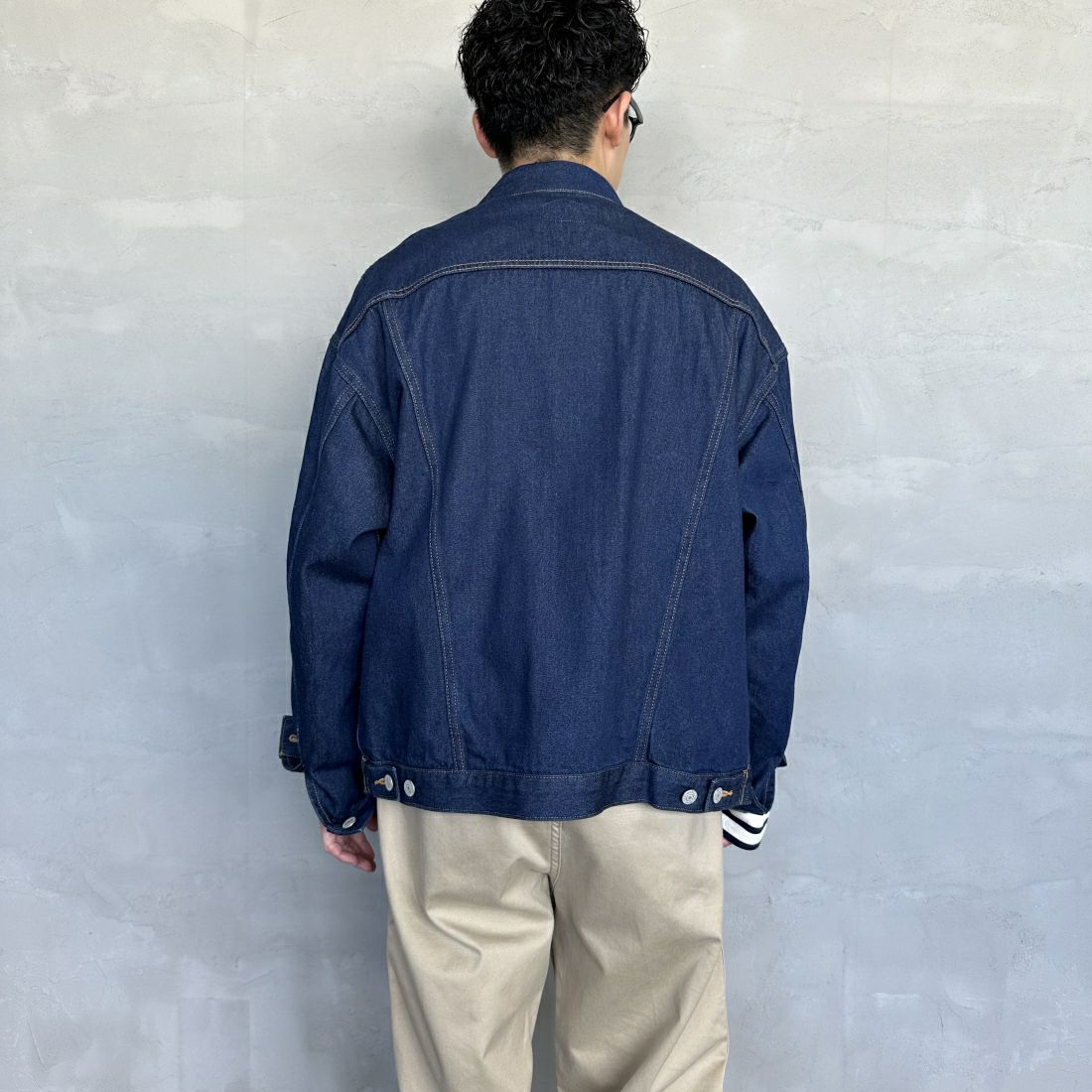 Noir Fabrik [ヌワールファブリック] デニムトラッカージャケット [NF-243-064] ONE WASH&&モデル身長：168cm 着用サイズ：M&&