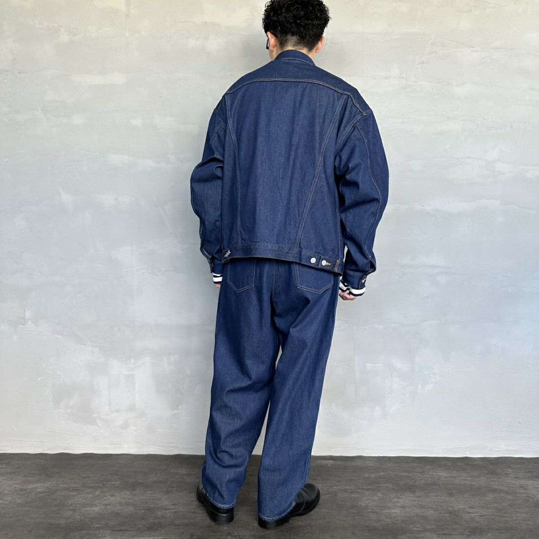 Noir Fabrik [ヌワールファブリック] デニムトラッカージャケット [NF-243-064] ONE WASH&&モデル身長：168cm 着用サイズ：M&&