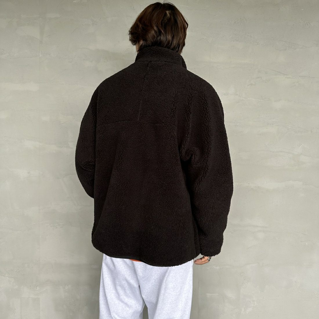 DANTON [ダントン] スタンドカラーボアジャケット [DT-A0195LBA] BLACK &&モデル身長：179cm 着用サイズ：L&&