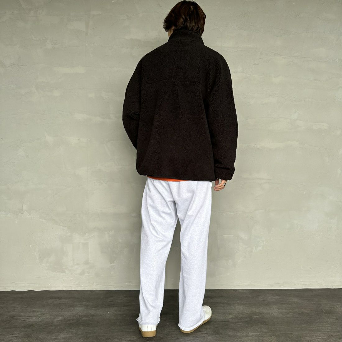 DANTON [ダントン] スタンドカラーボアジャケット [DT-A0195LBA] BLACK &&モデル身長：179cm 着用サイズ：L&&