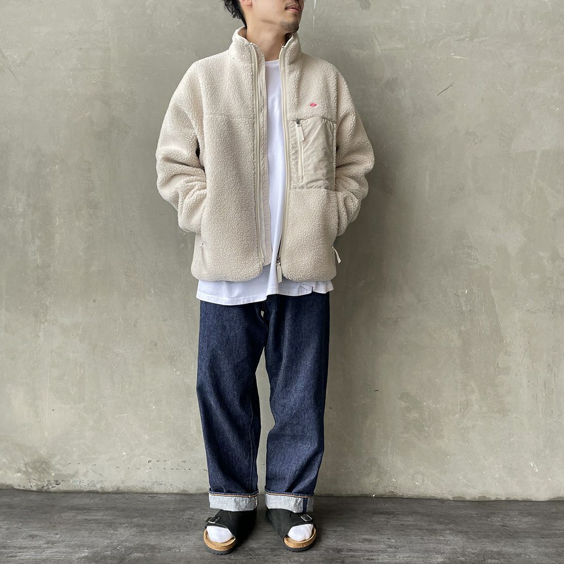 DANTON [ダントン] スタンドカラーボアジャケット [DT-A0195LBA] OYSTER &&モデル身長：168cm 着用サイズ：M&&