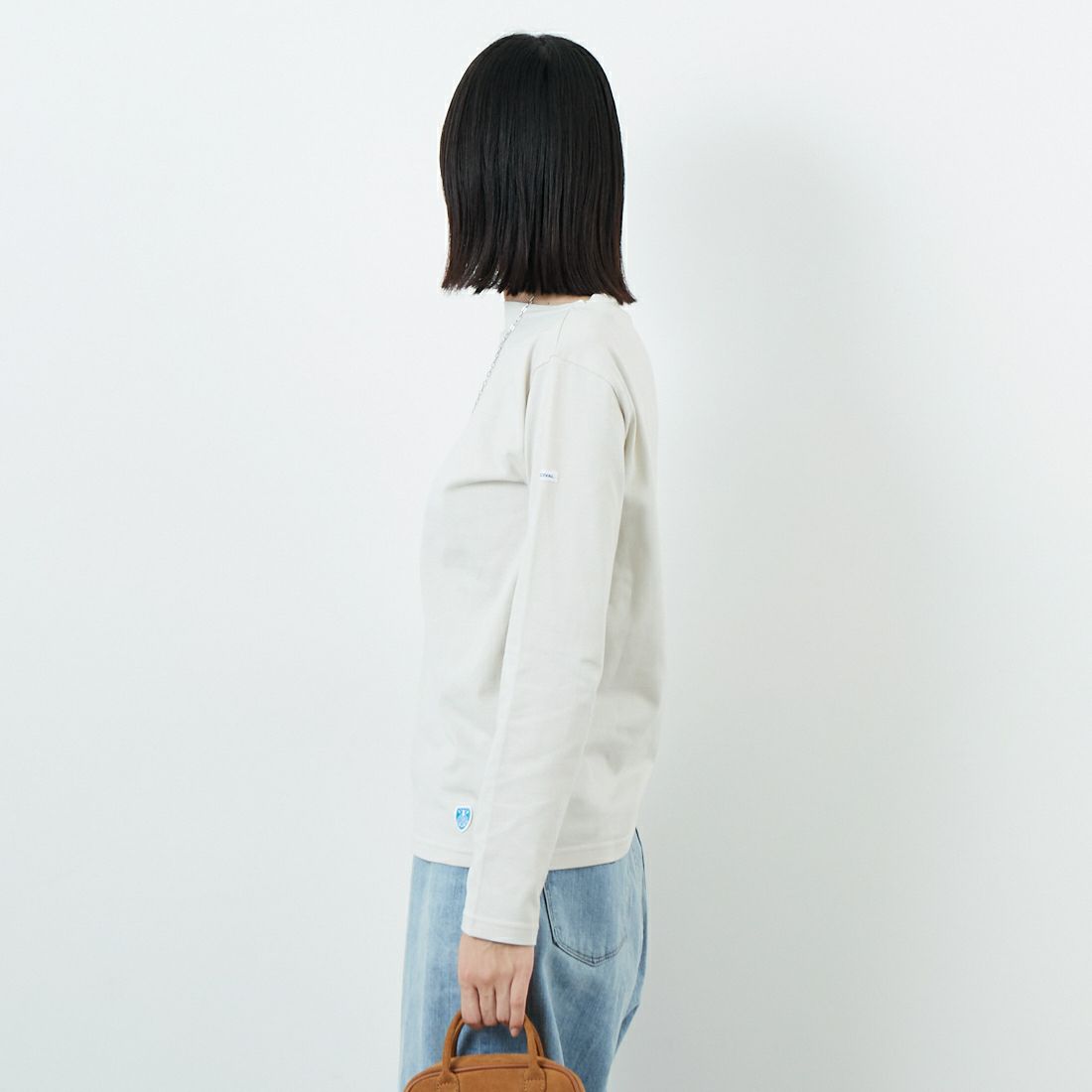 ORCIVAL [オーシバル] ボートネック ロングスリーブTシャツ [OR-C0137BFJ] OYSTER WHT &&モデル身長：162cm 着用サイズ：2&&