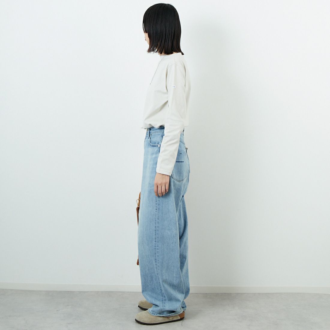 ORCIVAL [オーシバル] ボートネック ロングスリーブTシャツ [OR-C0137BFJ] OYSTER WHT &&モデル身長：162cm 着用サイズ：2&&