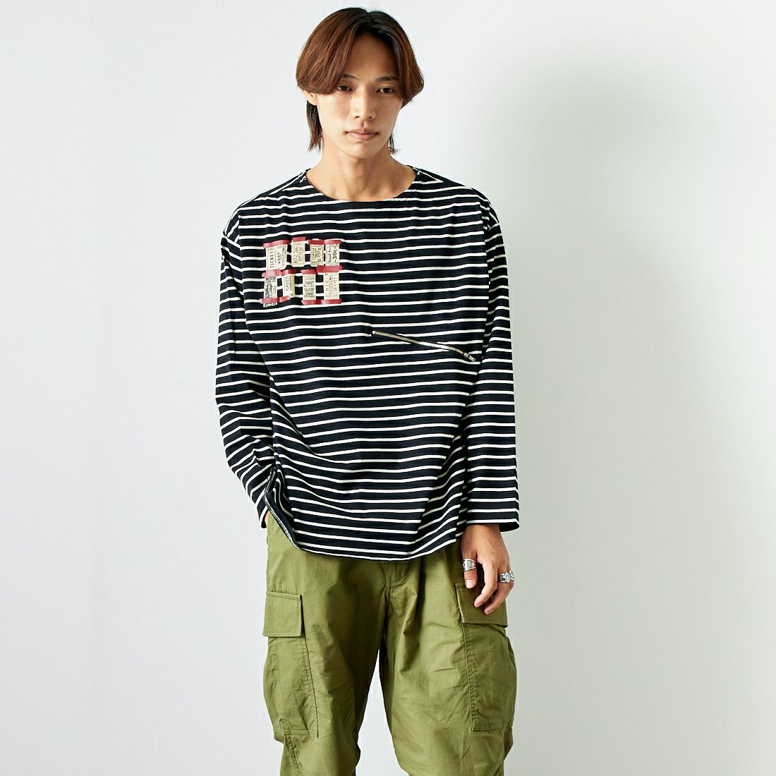 ILL ONE EIGHTY [イル ワンエイティ] チケットTシャツ [ILL242-09] BLACK &&モデル身長：179cm 着用サイズ：L&&