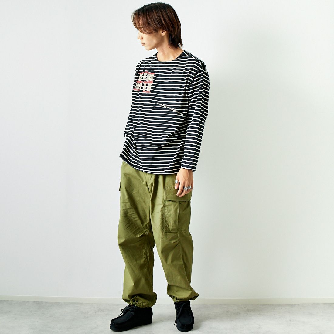 ILL ONE EIGHTY [イル ワンエイティ] チケットTシャツ [ILL242-09] BLACK &&モデル身長：179cm 着用サイズ：L&&