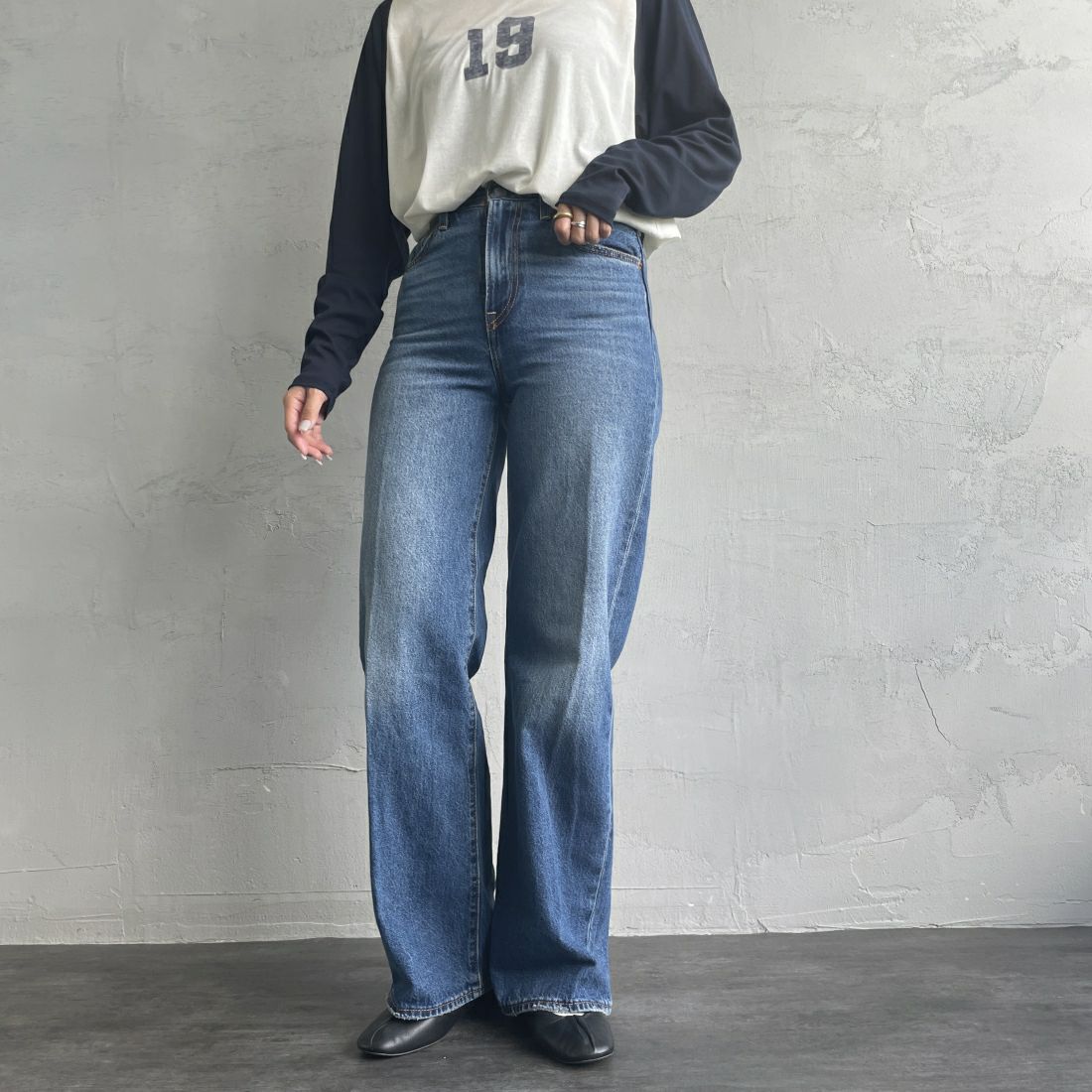 LEVI'S [リーバイス] リブケージ ワイドレッグ [A6081-00] 12 POLAR P &&モデル身長：163cm 着用サイズ：24&&