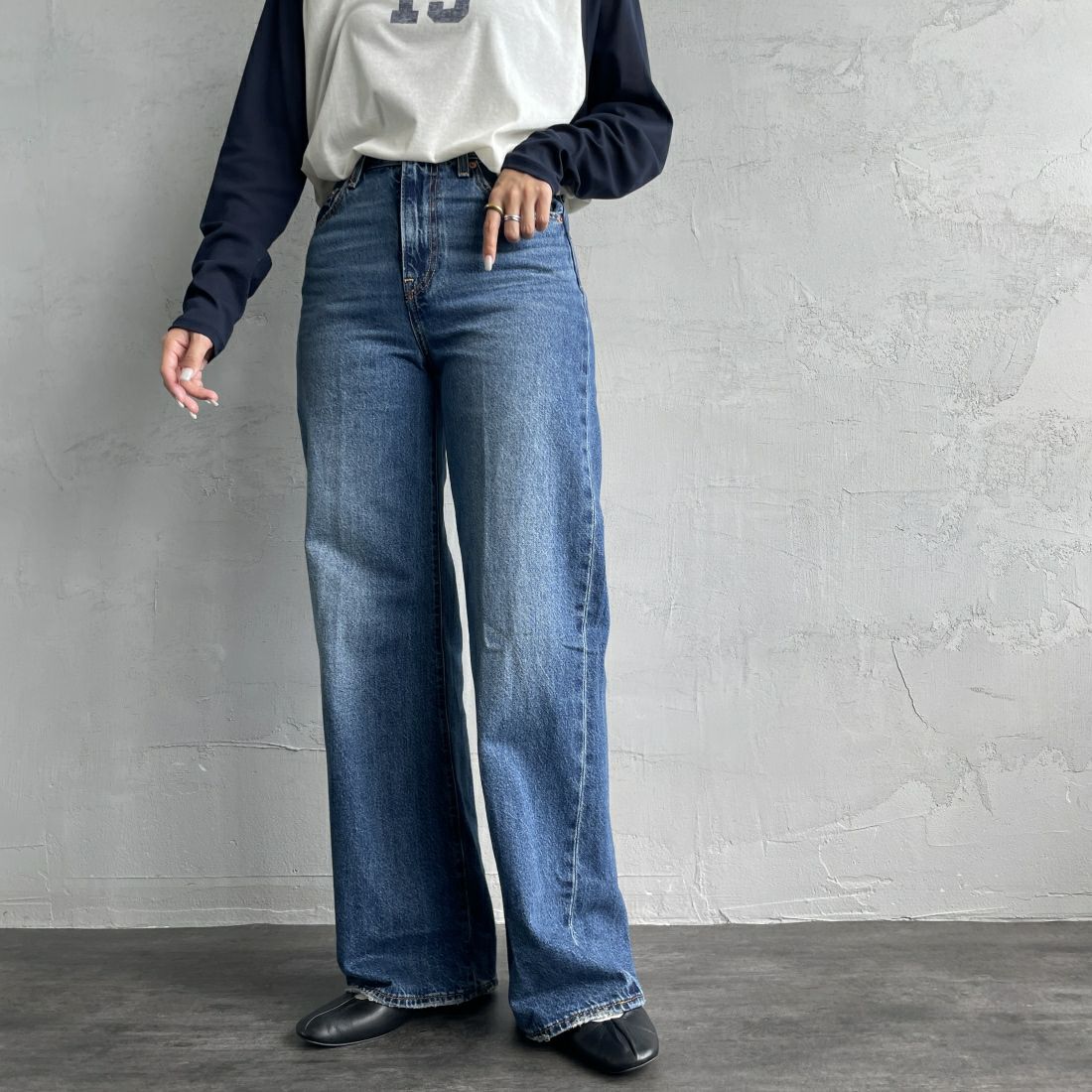 LEVI'S [リーバイス] リブケージ ワイドレッグ [A6081-00] 12 POLAR P &&モデル身長：163cm 着用サイズ：25&&