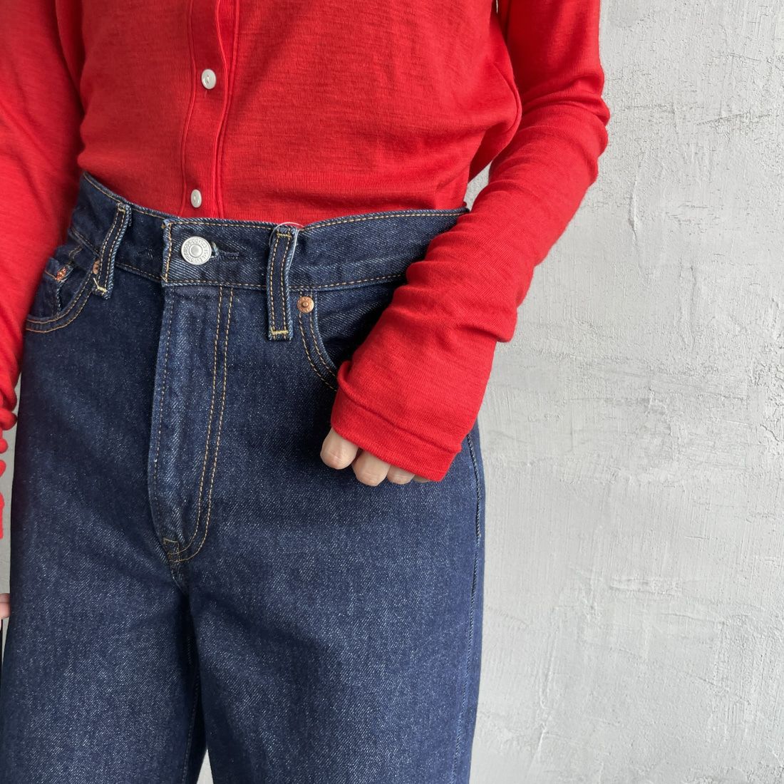 LEVI'S [リーバイス] リブケージ ワイドレッグ [A6081-00] 19 SHADED &&モデル身長：160cm 着用サイズ：25&&