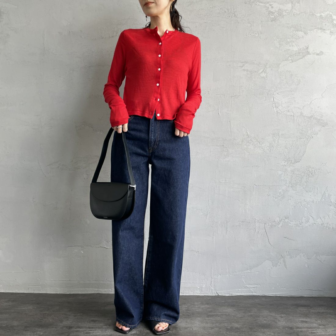 LEVI'S [リーバイス] リブケージ ワイドレッグ [A6081-00] 19 SHADED &&モデル身長：160cm 着用サイズ：25&&