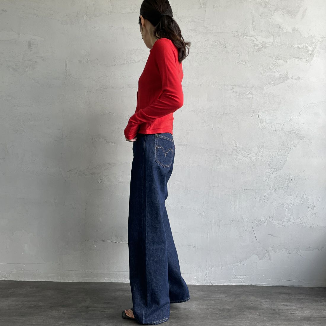 LEVI'S [リーバイス] リブケージ ワイドレッグ [A6081-00] 19 SHADED &&モデル身長：160cm 着用サイズ：25&&