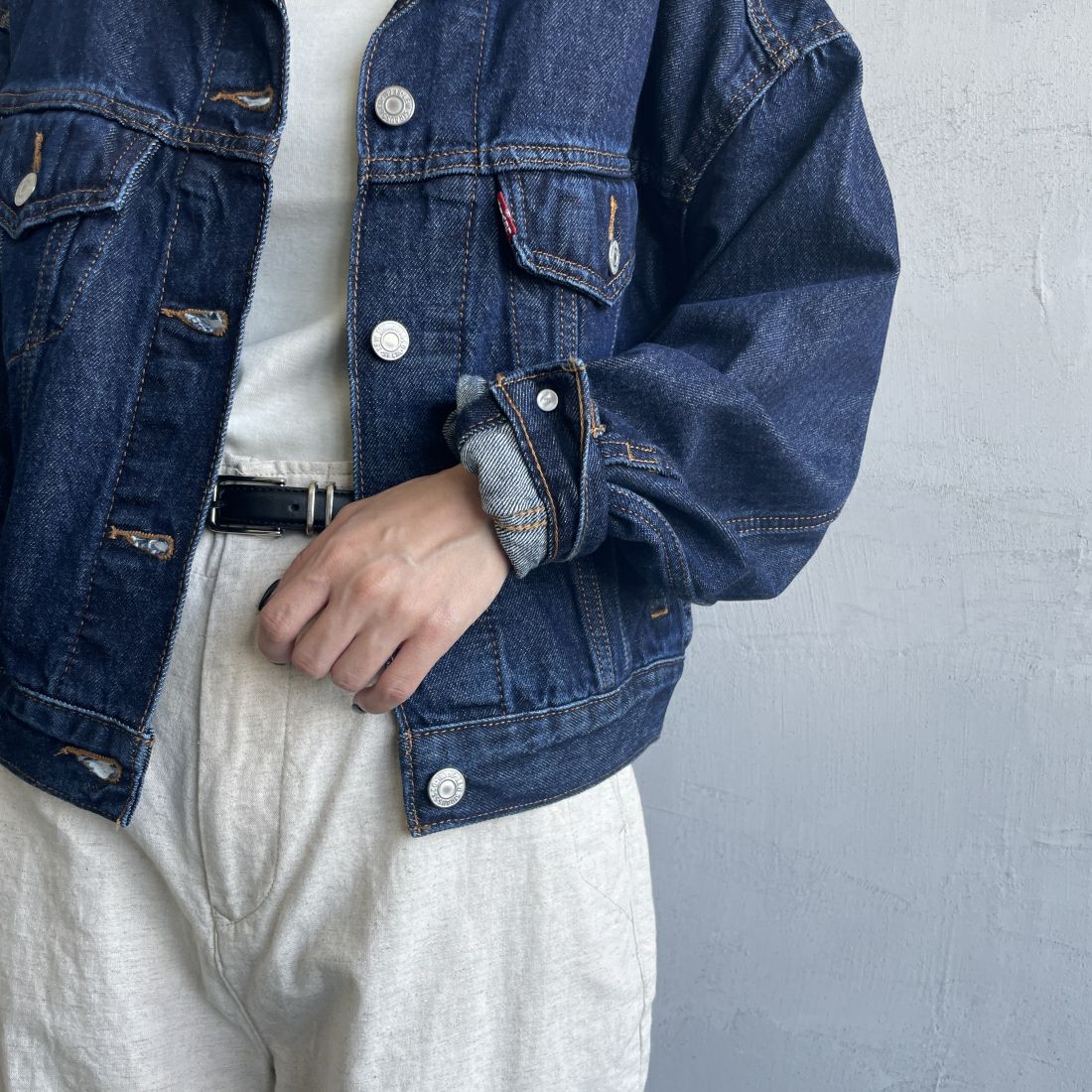 LEVI'S [リーバイス] シュランケン 90sトラッカージャケット [A9155-00] 00 REMEMBE &&モデル身長：150cm 着用サイズ：S&&