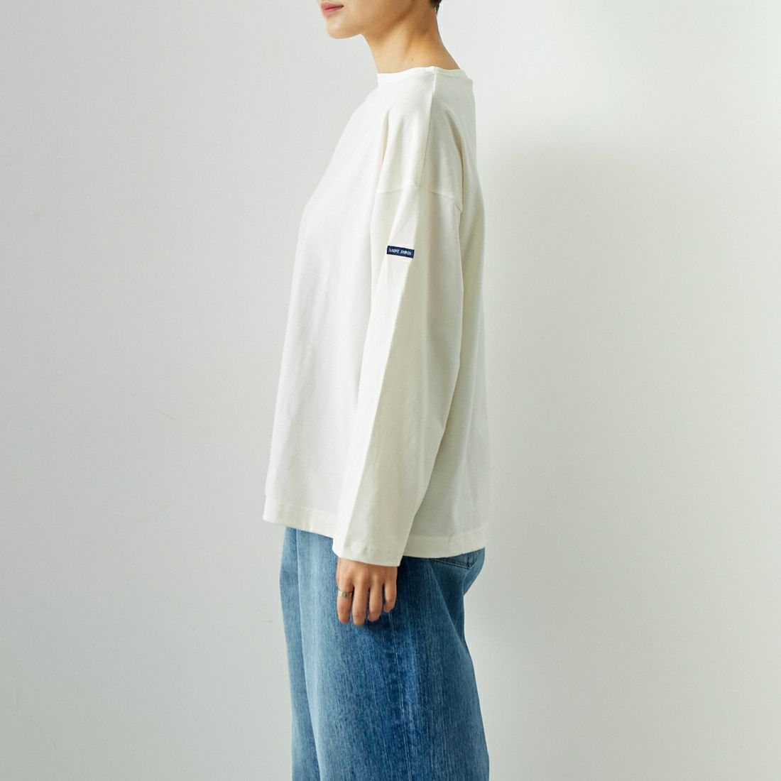 ST.JAMES [セントジェームス] モーレルーズドロップTシャツ [24JC-MORL-LOOSE] ECUME &&モデル身長：160cm 着用サイズ：3&&