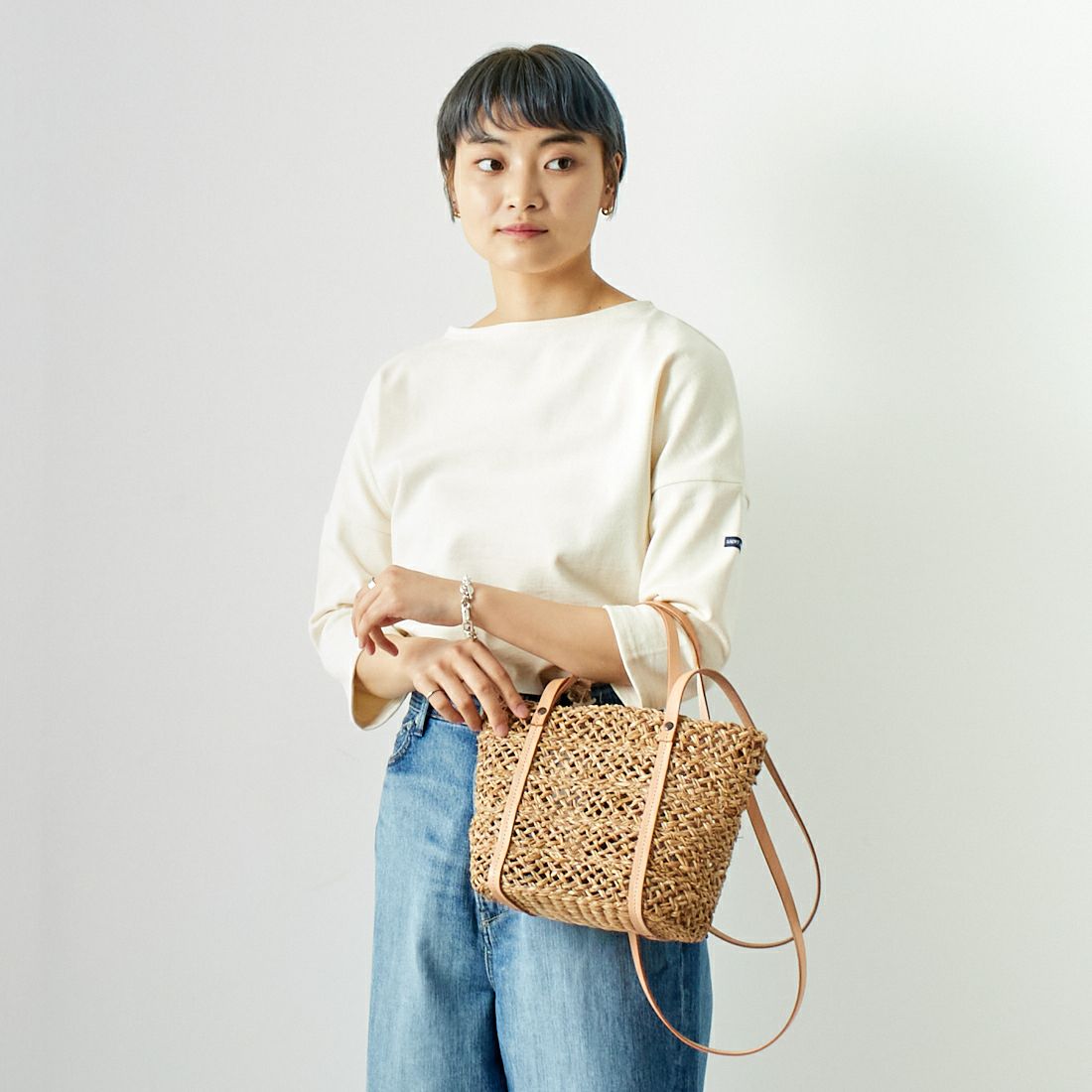 ST.JAMES [セントジェームス] ウェッソンドロップショルダー [17JC-CRAZ-SLOU-U] ECRU &&モデル身長：160cm 着用サイズ：3&&