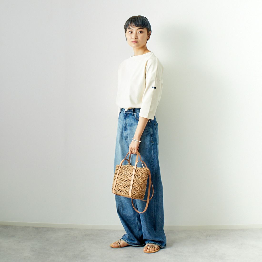 ST.JAMES [セントジェームス] ウェッソンドロップショルダー [17JC-CRAZ-SLOU-U] ECRU &&モデル身長：160cm 着用サイズ：3&&