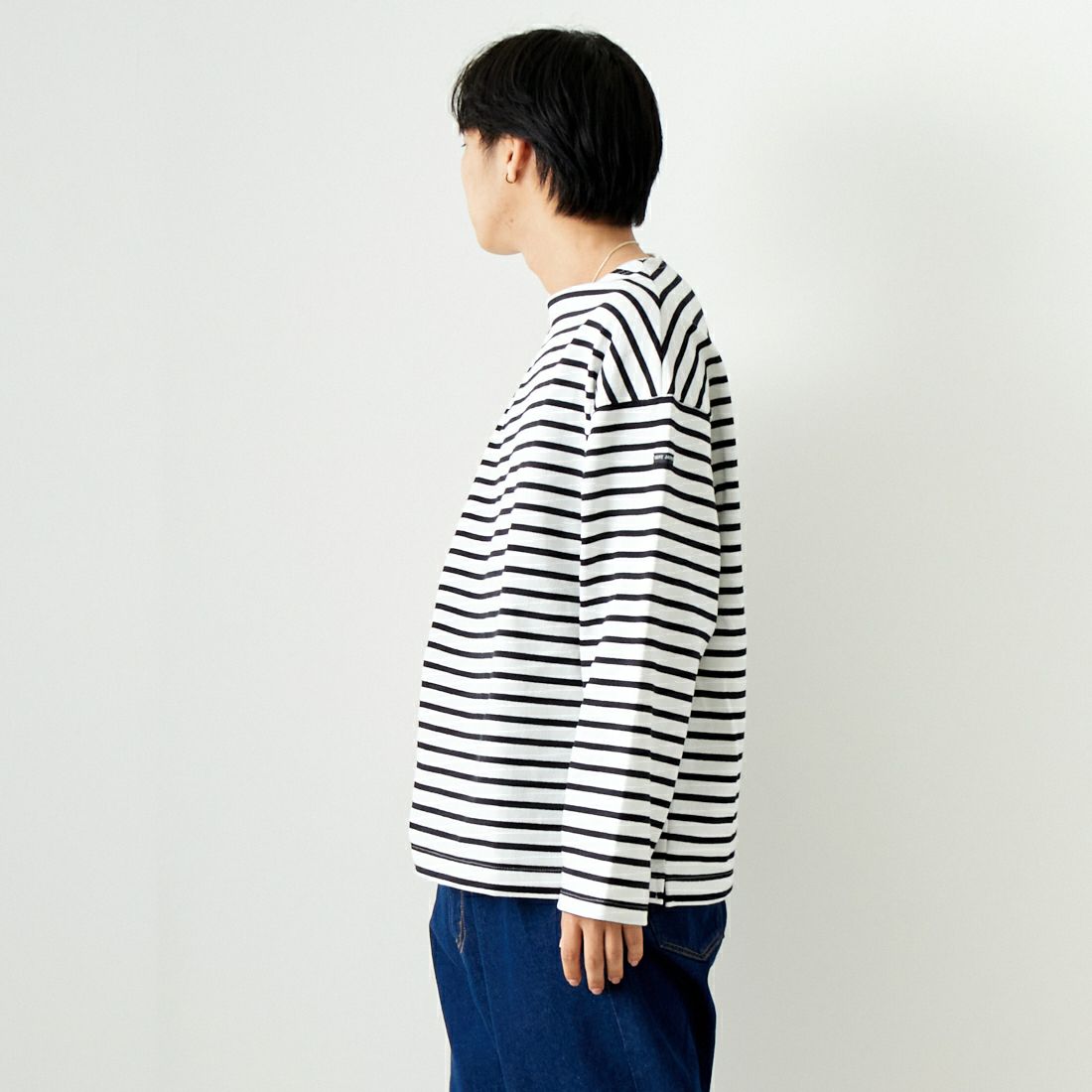 ST.JAMES [セントジェームス] 厚手ルーズドロップTシャツ [20JC-OUESS-LOOSE] NEI/MAR &&モデル身長：179cm 着用サイズ：5&&