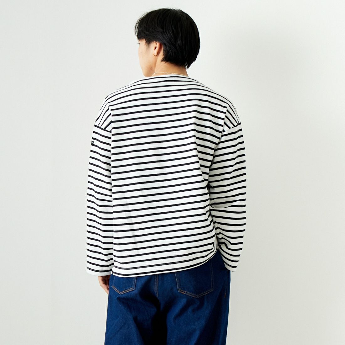 ST.JAMES [セントジェームス] 厚手ルーズドロップTシャツ [20JC-OUESS-LOOSE] NEI/MAR &&モデル身長：179cm 着用サイズ：5&&