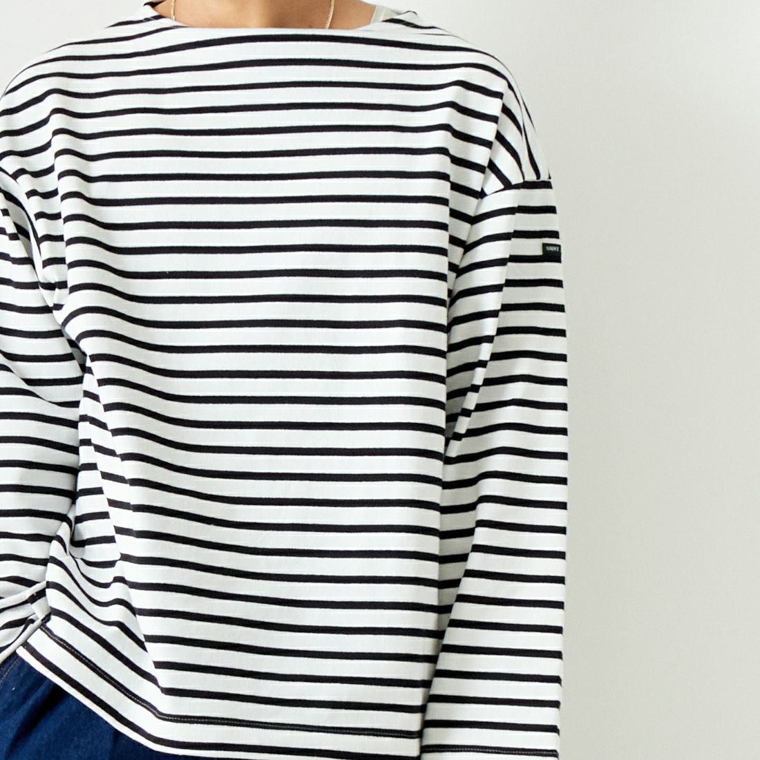 ST.JAMES [セントジェームス] 厚手ルーズドロップTシャツ [20JC-OUESS-LOOSE] NEI/MAR &&モデル身長：179cm 着用サイズ：5&&