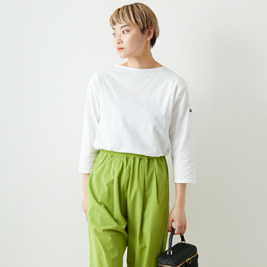 ST.JAMES [セントジェームス] MORLAIX モーレ 七分袖Tシャツ [08JC183-1] NEIGE &&モデル身長：160cm 着用サイズ：3&&