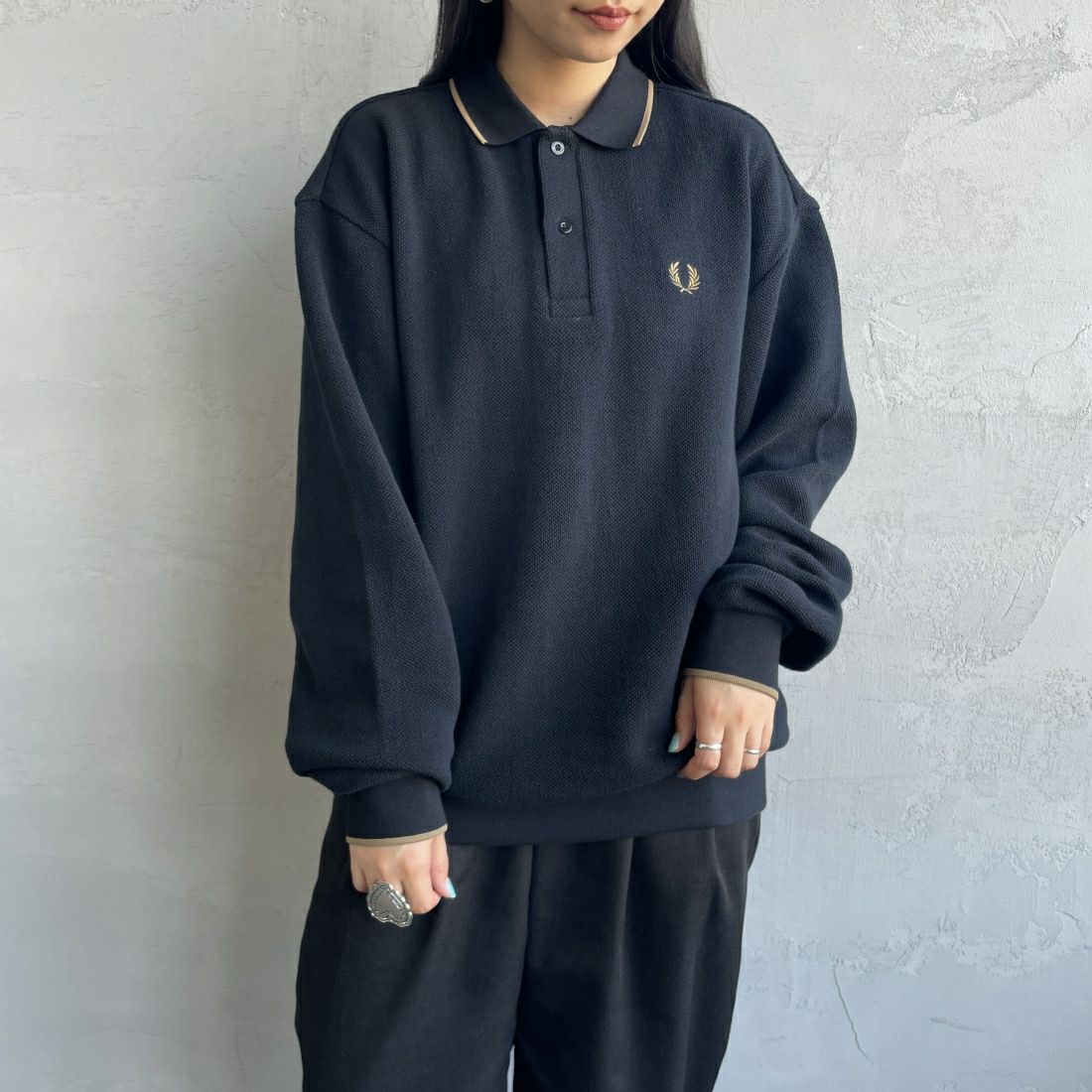 【予約商品】FRED PERRY [フレッドペリー] 別注 ワンポイントロゴ刺繍 ロングスリーブポロシャツ [FPM-24A-006-JF]