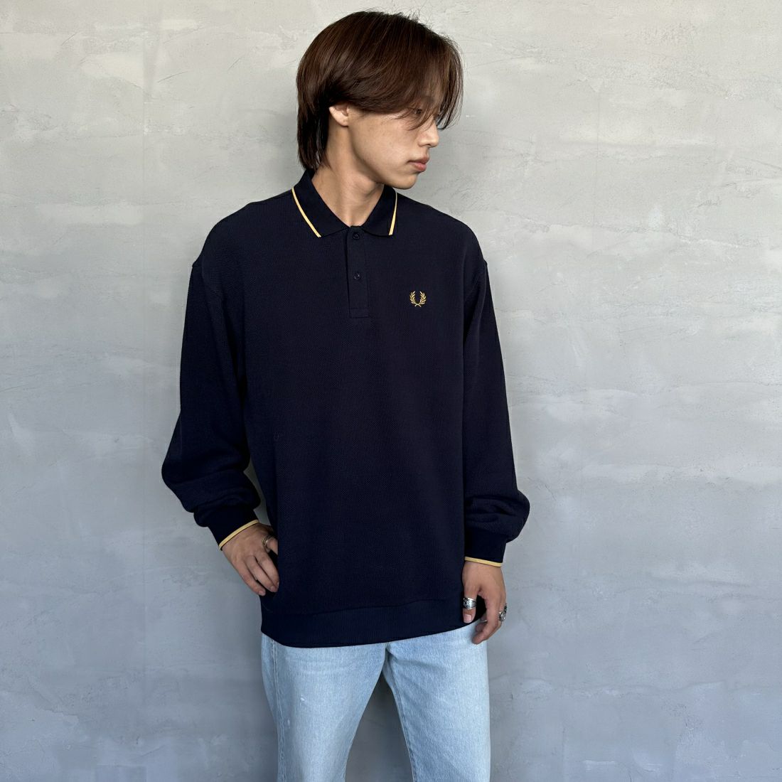 【予約商品】FRED PERRY [フレッドペリー] 別注 ワンポイントロゴ刺繍 ロングスリーブポロシャツ [FPM-24A-006-JF]