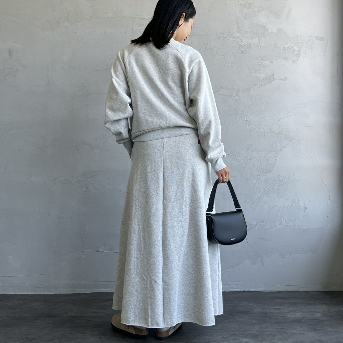 Health knit [ヘルスニット] 別注 クラシックスウェット マキシ丈フレアスカート [HR24F-L023IN-JF] H.GRAY &&モデル身長：163cm 着用サイズ：M&&