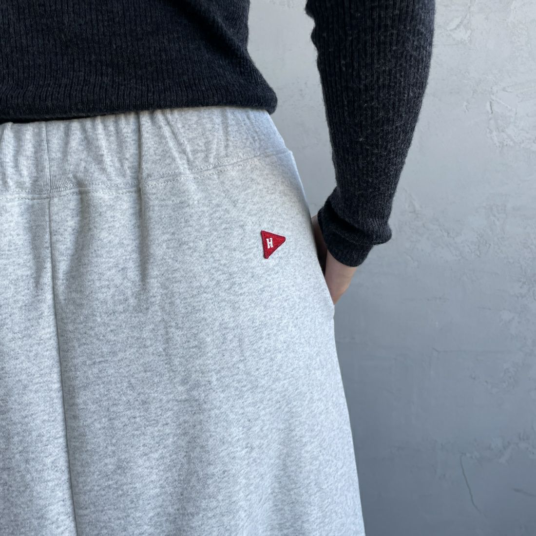 Health knit [ヘルスニット] 別注 クラシックスウェット マキシ丈フレアスカート [HR24F-L023IN-JF] H.GRAY &&モデル身長：163cm 着用サイズ：M&&