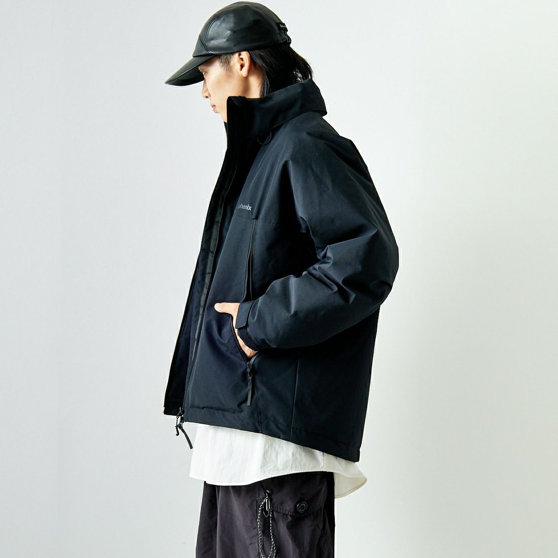 +phenix [プラスフェニックス] 別注 LEVEL7 ダウンジャケット [POO-24037IN-JF] BLACK &&モデル身長：179cm 着用サイズ：L&&
